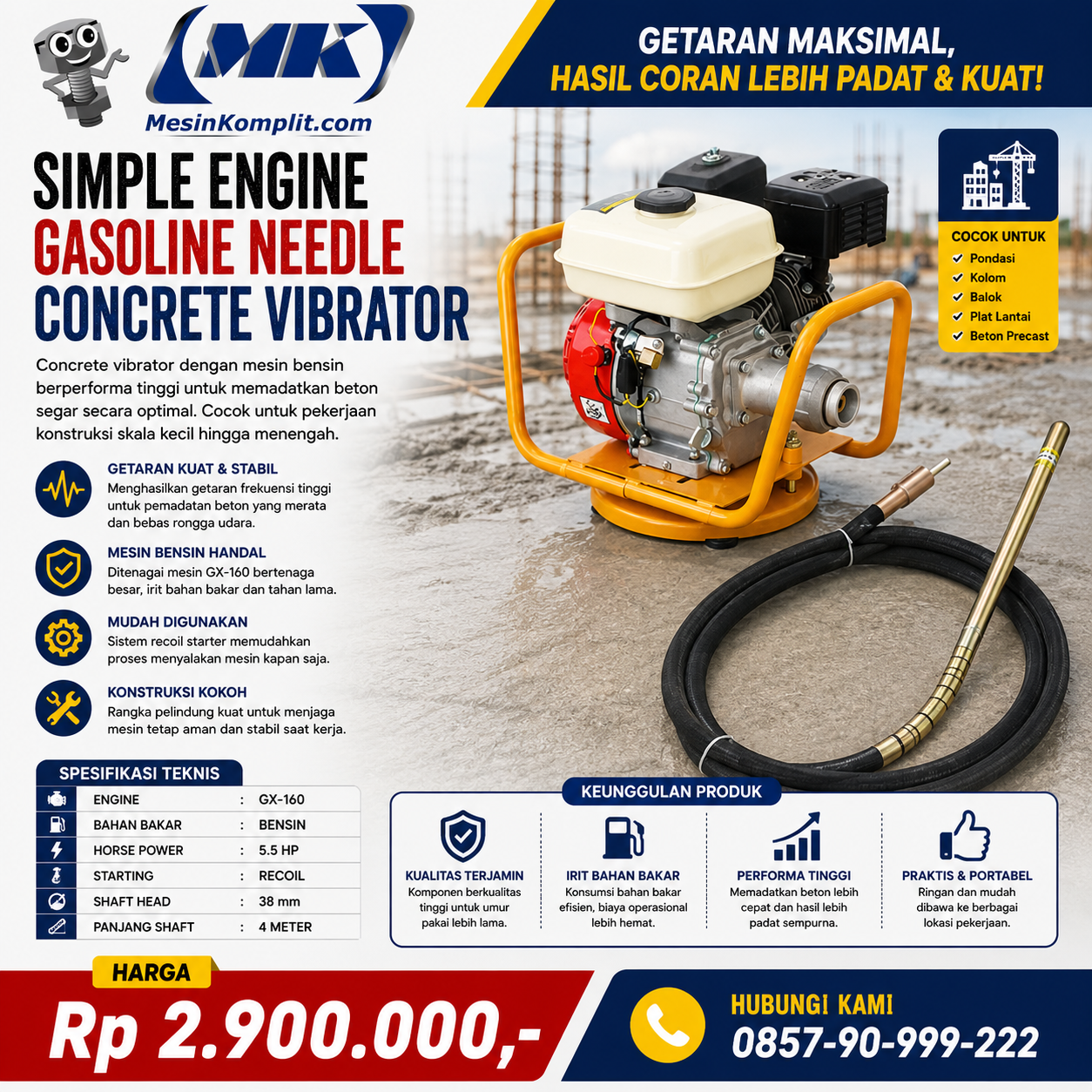 Vibrator Beton Selang Col...